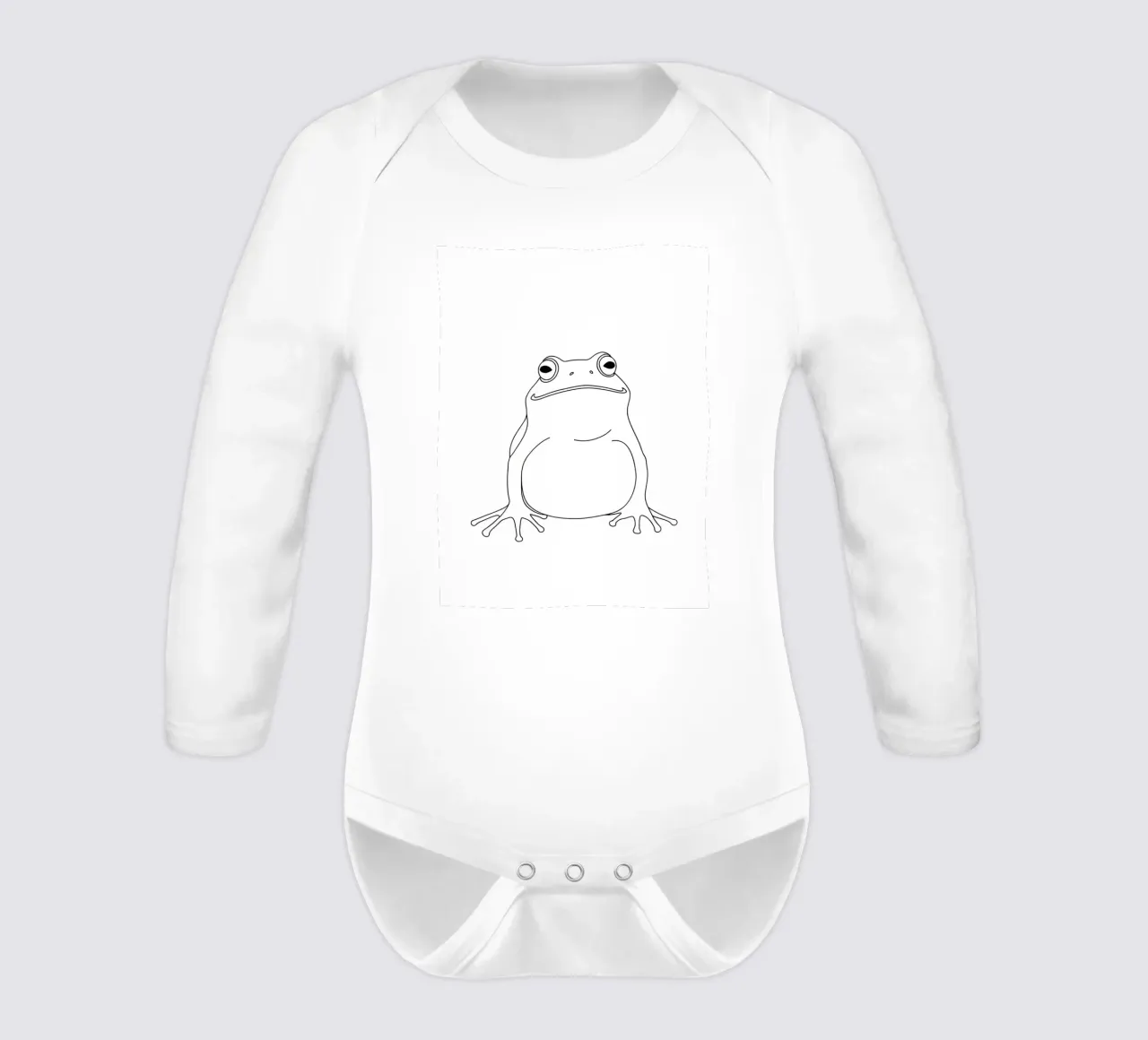 Funny Frog - Minimalist Line Art long-sleeve baby romper by Viv Line Art