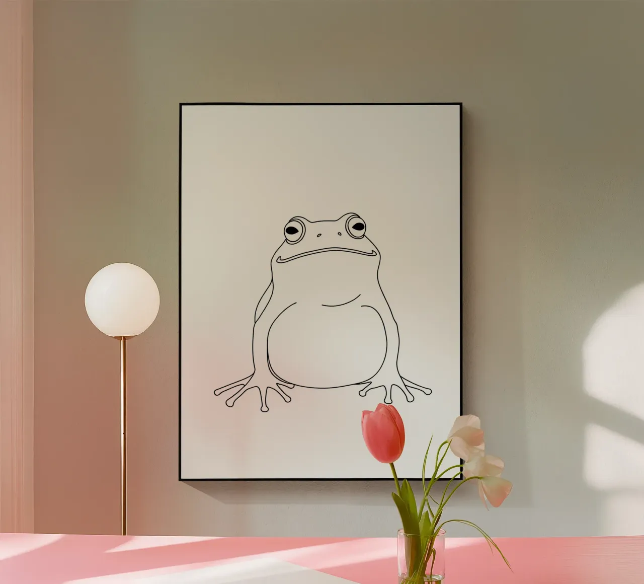 Funny Frog - Minimalist Line Art acrylic glass by Viv Line Art
