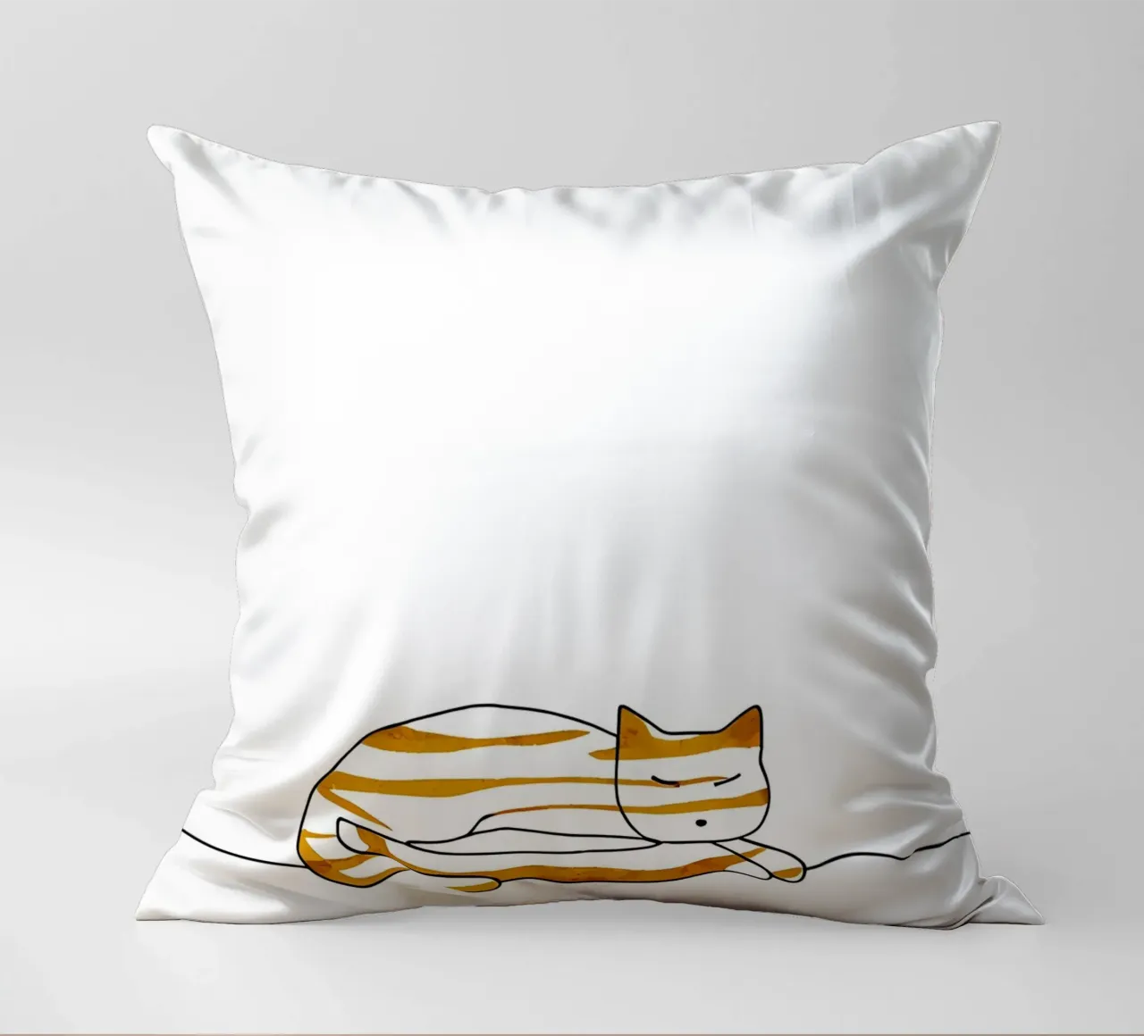 Funny Cat - Minimalist Line Art decorative cushion by Viv Line Art