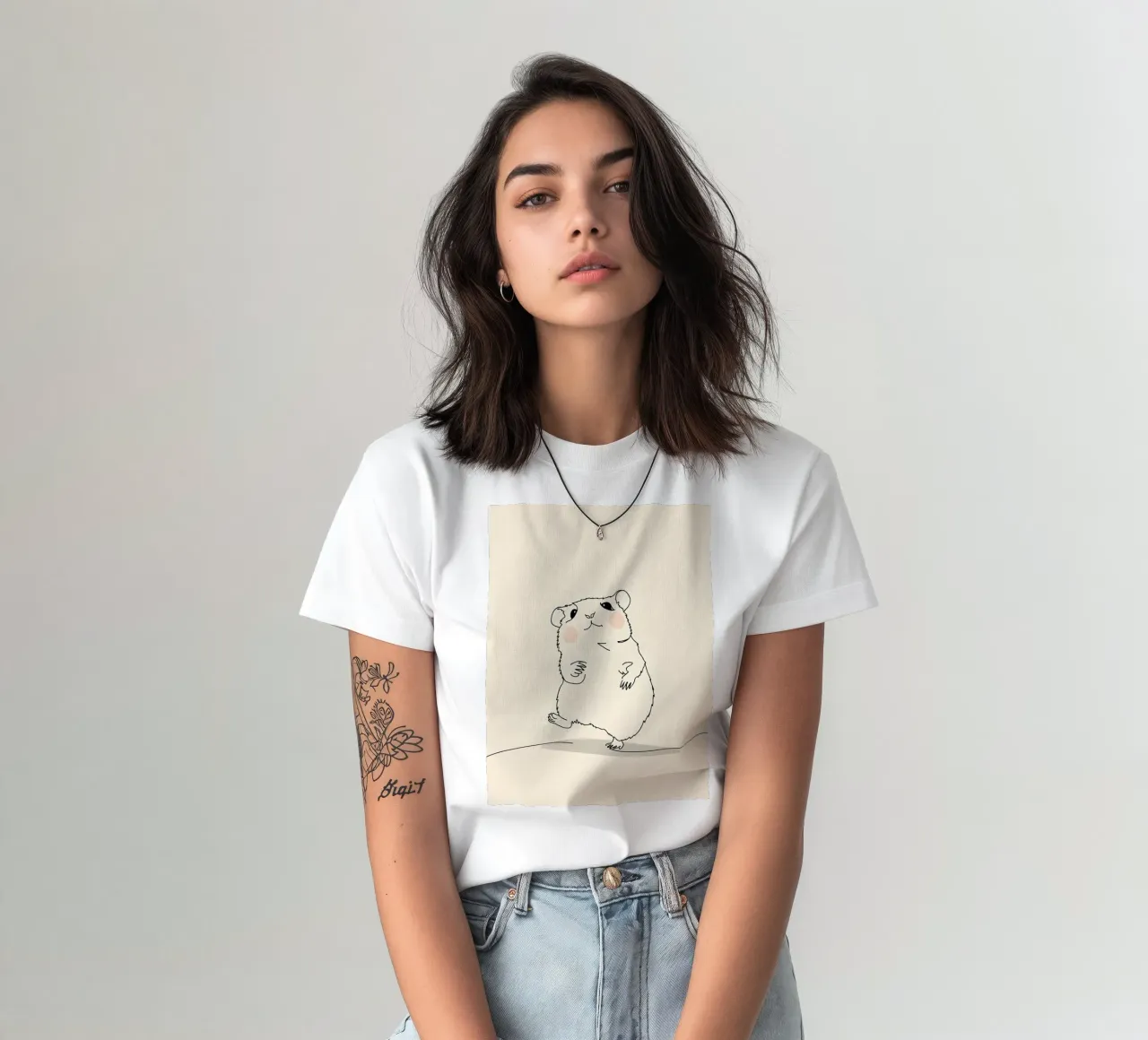 Funny Hamster - Minimalist Line Art t-shirt by Viv Line Art