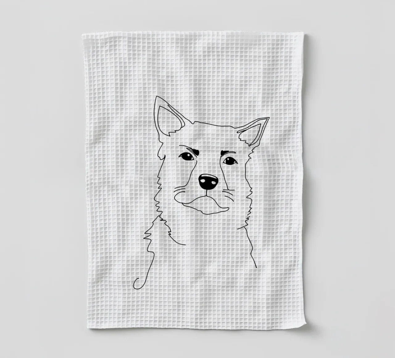 Chien rigolo - Dessin au trait minimaliste torchon de Viv Line Art