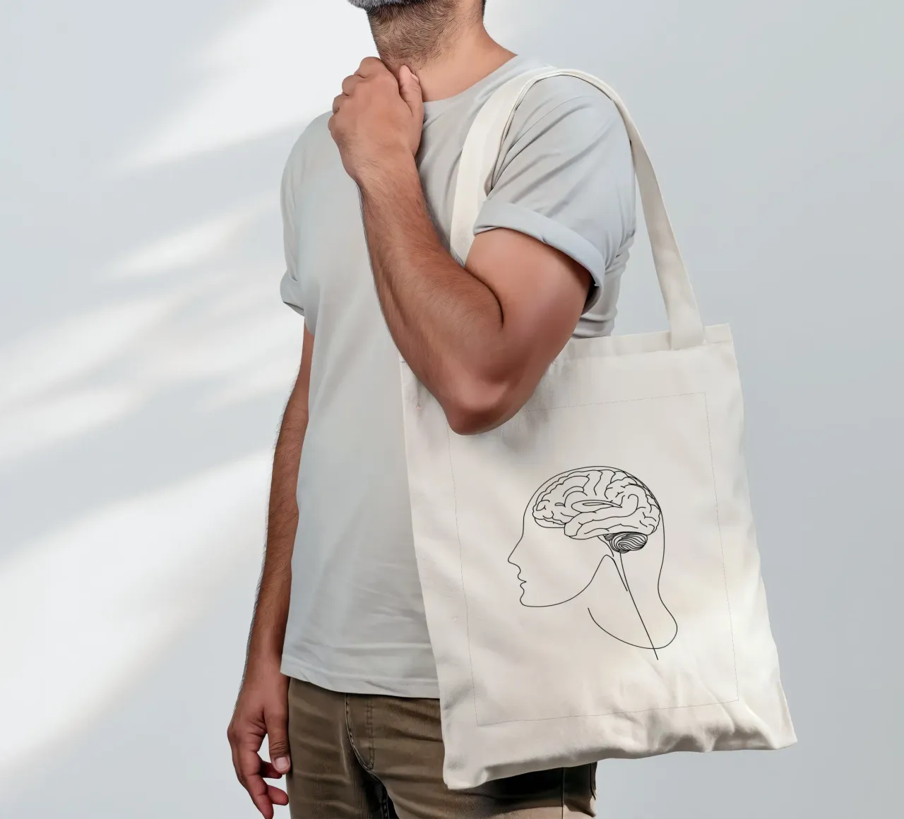 Human Brain - Minimalist Line Art tote bag by Viv Line Art