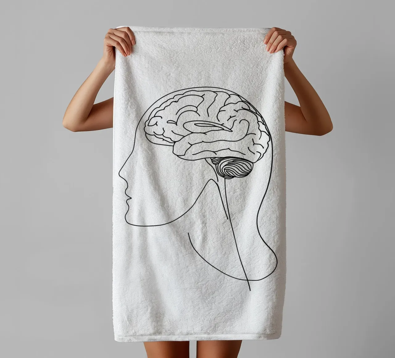 Human Brain - Minimalist Line Art towel by Viv Line Art