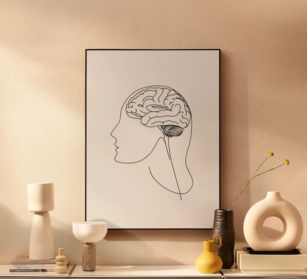 Human Brain - Minimalist Line Art acrylic glass by Viv Line Art