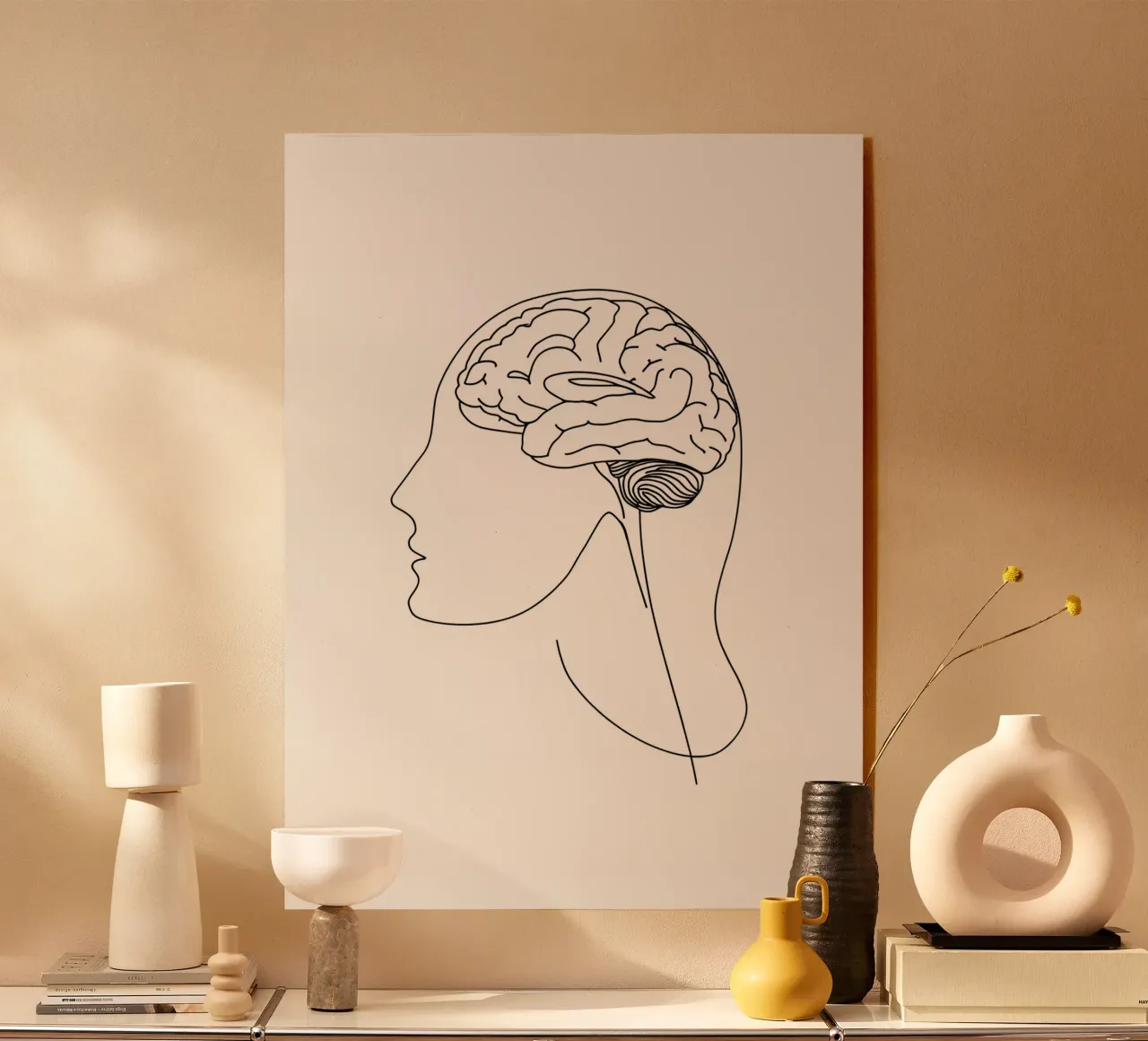 Human Brain - Minimalist Line Art acrylic glass by Viv Line Art
