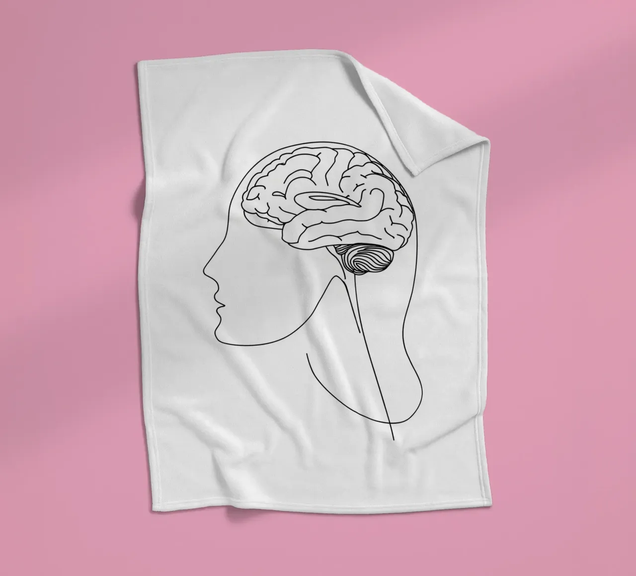 Menschliches Gehirn - Minimalistische Linienkunst Fleecedecke von Viv Line Art