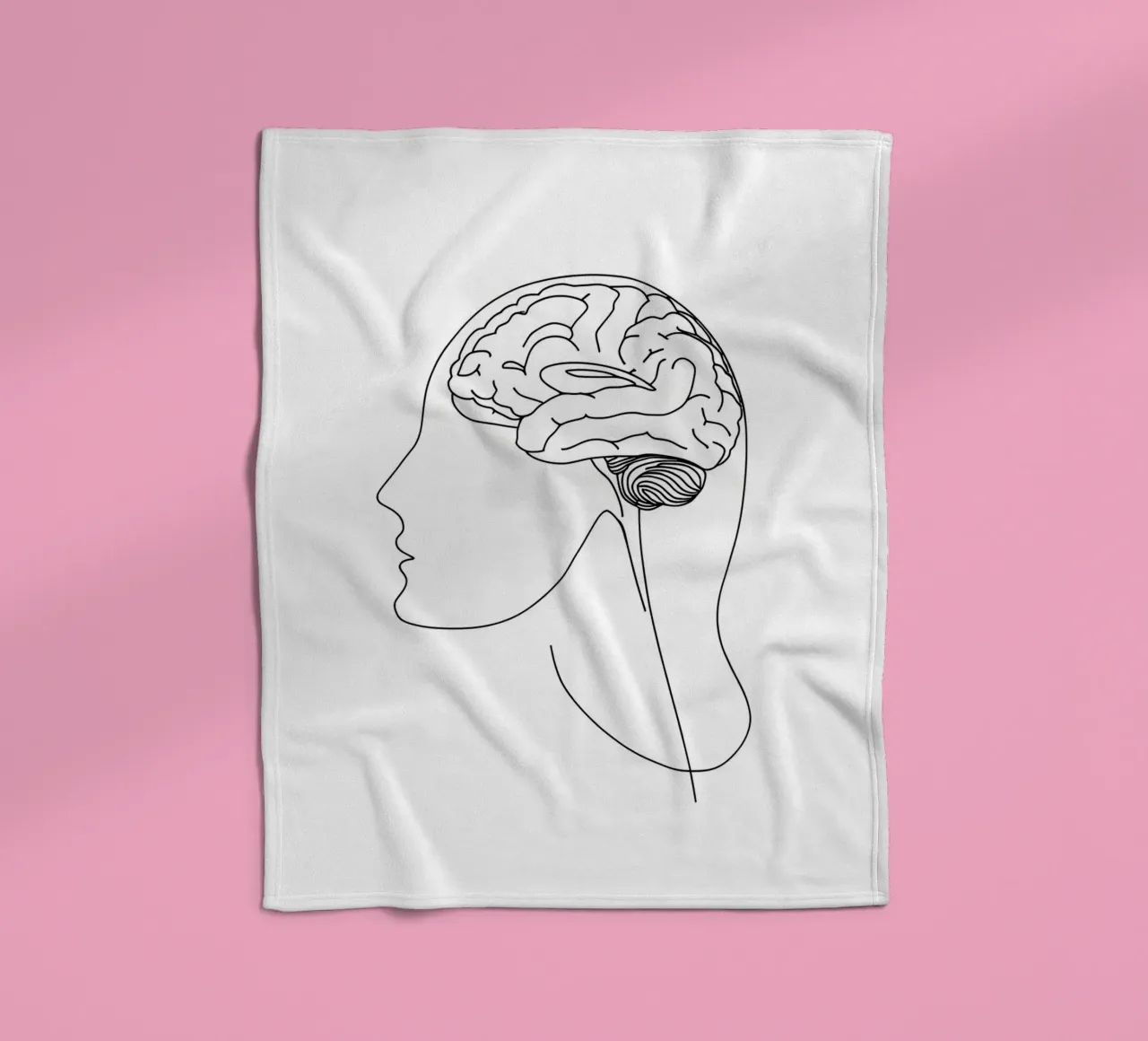 Menschliches Gehirn - Minimalistische Linienkunst Fleecedecke von Viv Line Art