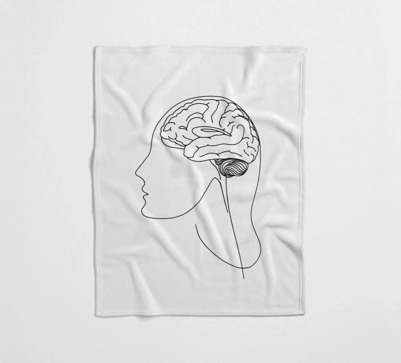 Menschliches Gehirn - Minimalistische Linienkunst Fleecedecke von Viv Line Art