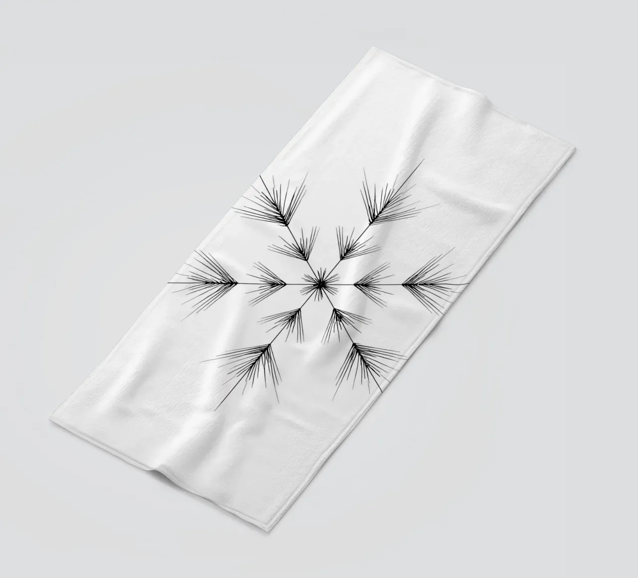 Snowflake - Minimalist Line Art beach towel by Viv Line Art