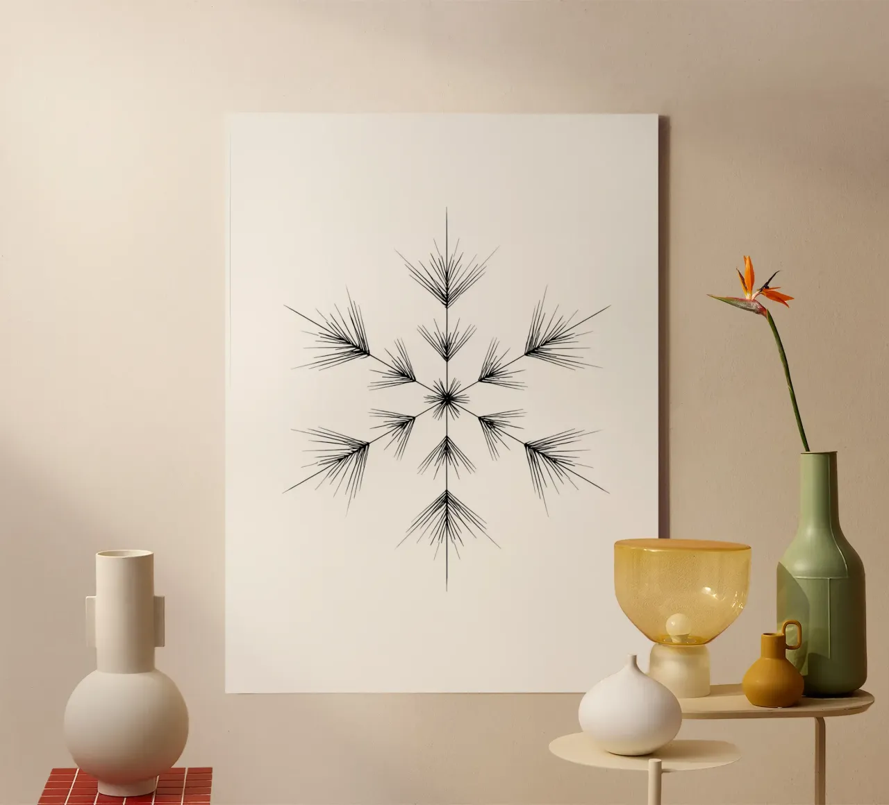 Snowflake - Minimalist Line Art canvas by Viv Line Art