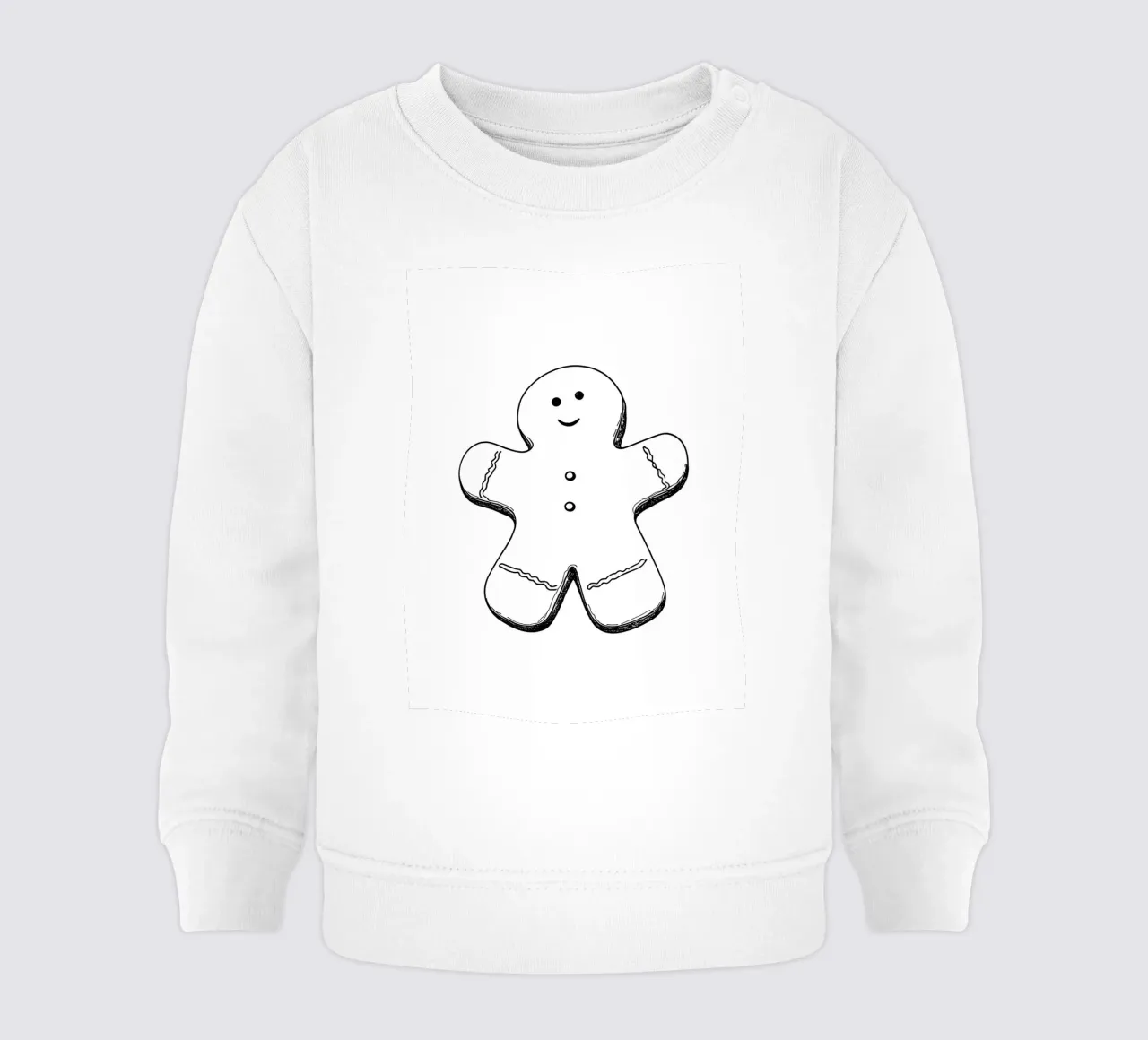 Pan di zenzero che sorride - Line art minimalista felpa neonato da Viv Line Art