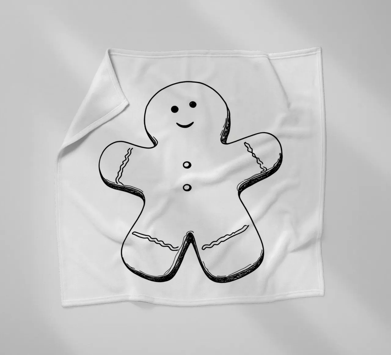 Pan di zenzero che sorride - Line art minimalista coperta in pile da Viv Line Art