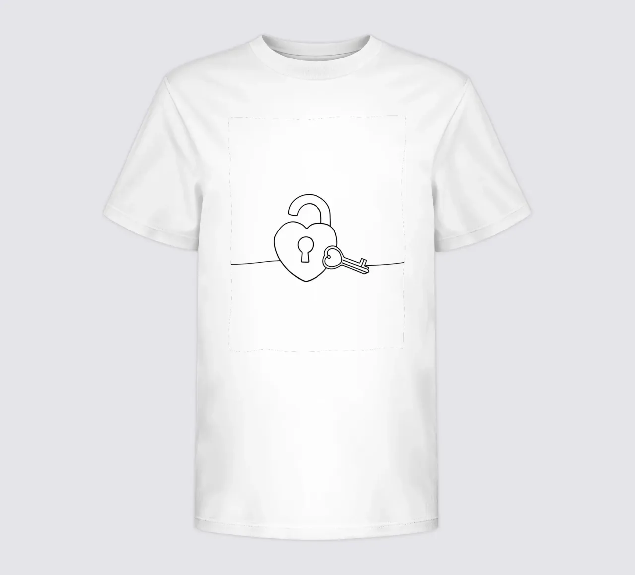 Serratura e chiave del cuore di San Valentino - Line art minimalista t-shirt bambini da Viv Line Art