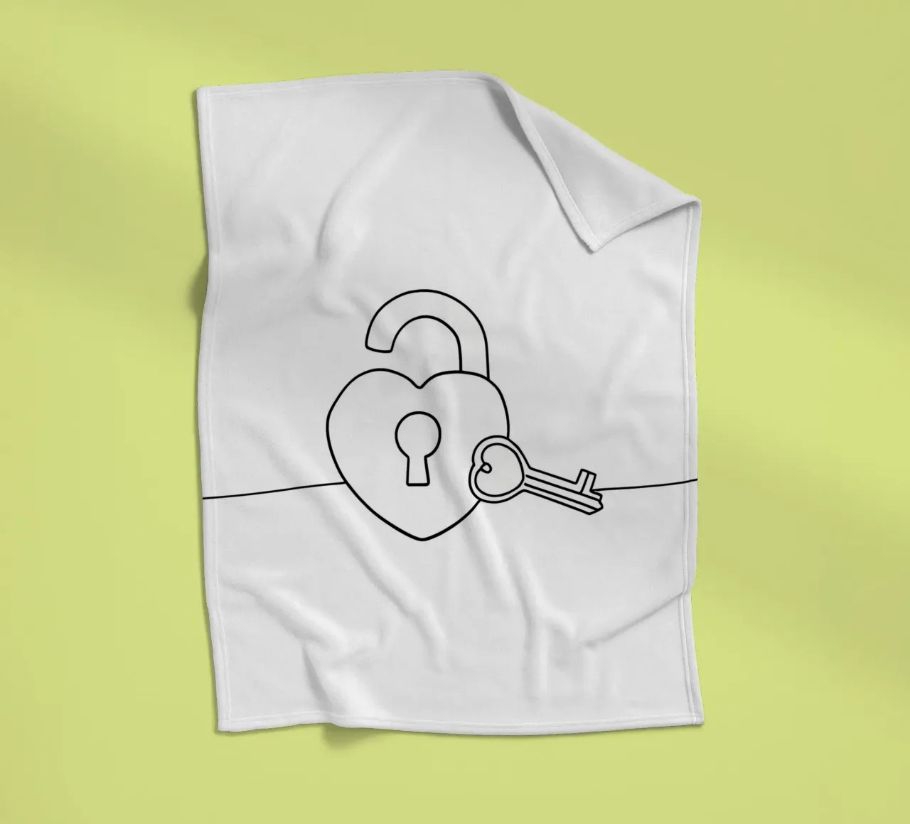 Serratura e chiave del cuore di San Valentino - Line art minimalista coperta in pile da Viv Line Art