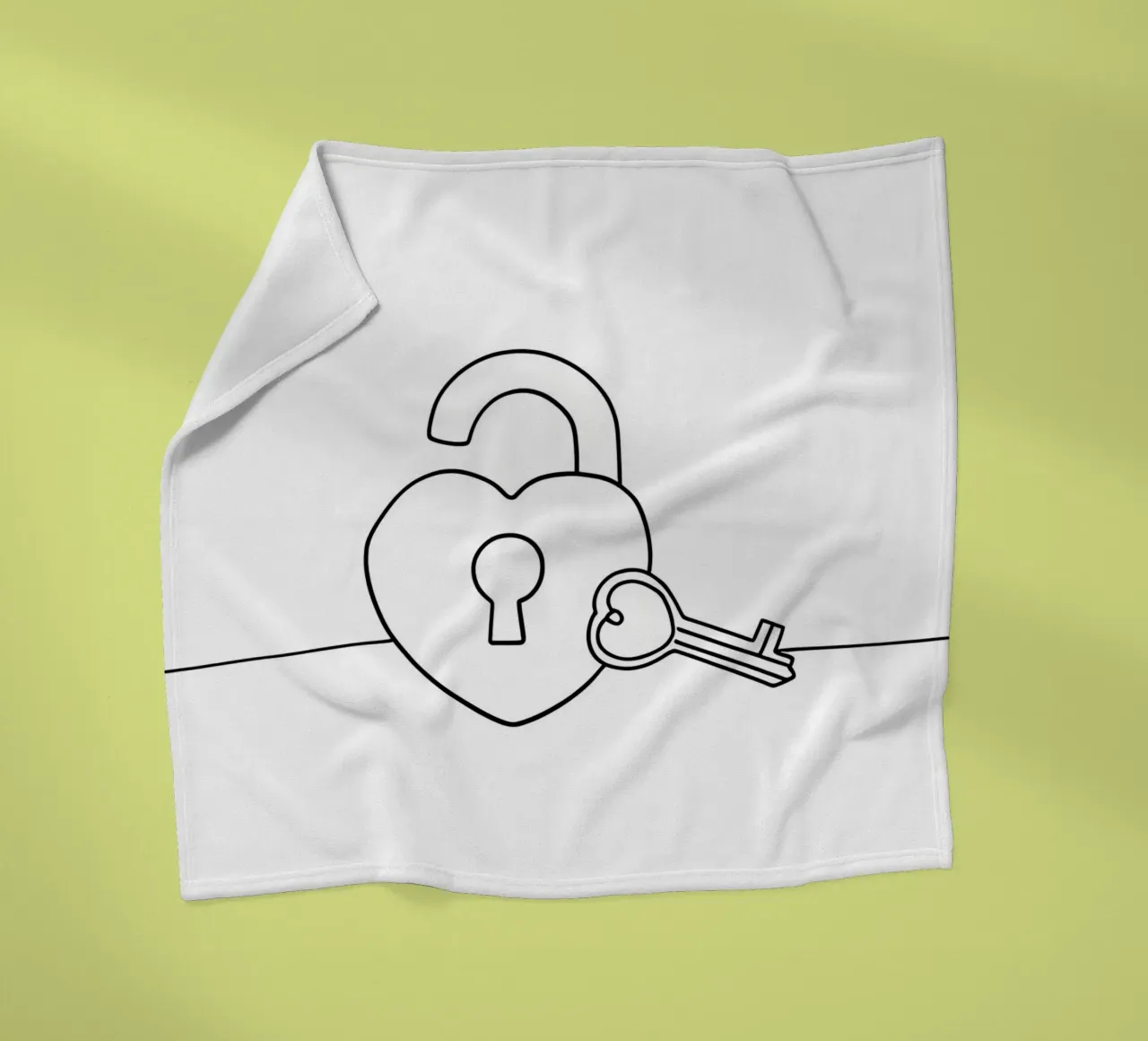 Serratura e chiave del cuore di San Valentino - Line art minimalista coperta in pile da Viv Line Art