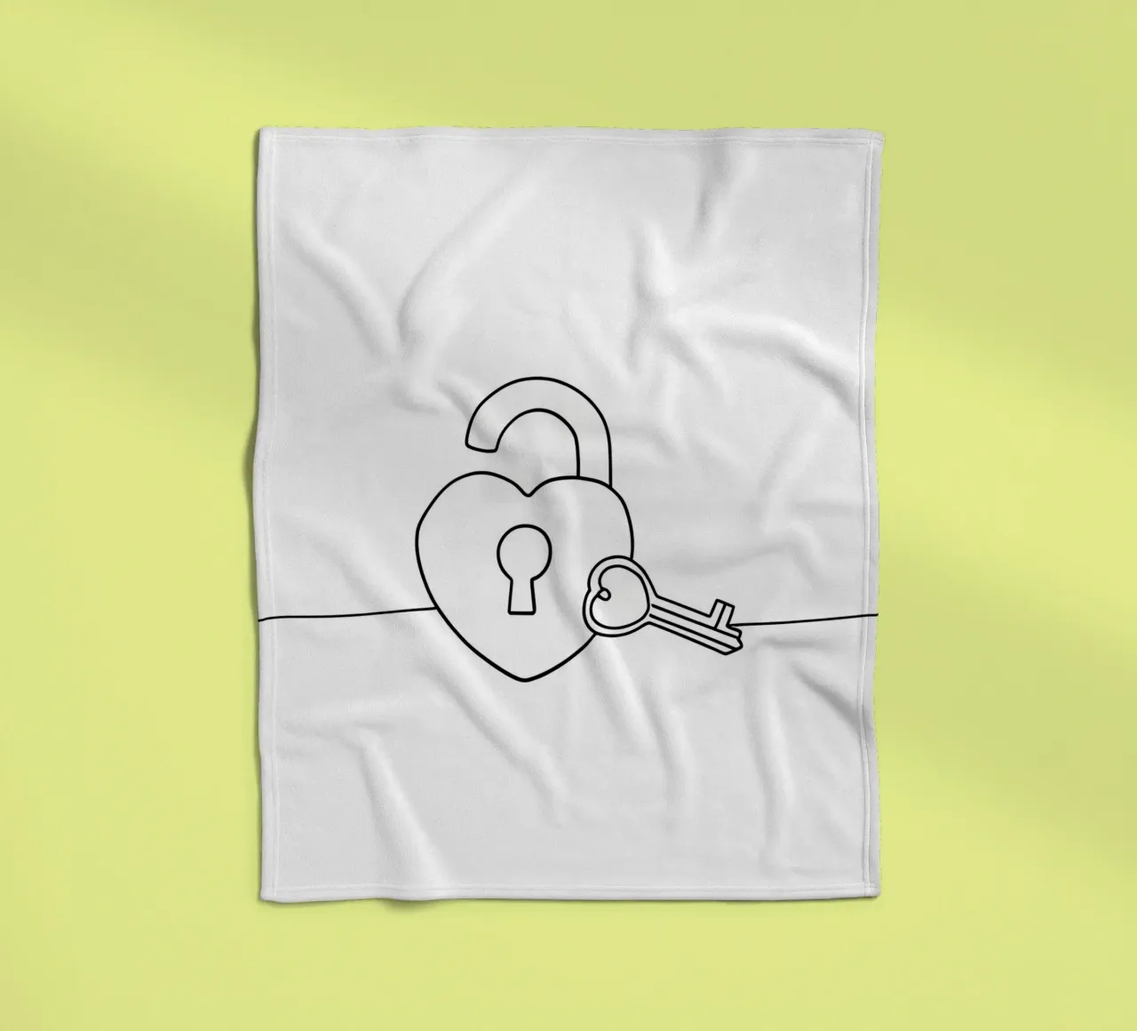Serratura e chiave del cuore di San Valentino - Line art minimalista coperta in pile da Viv Line Art