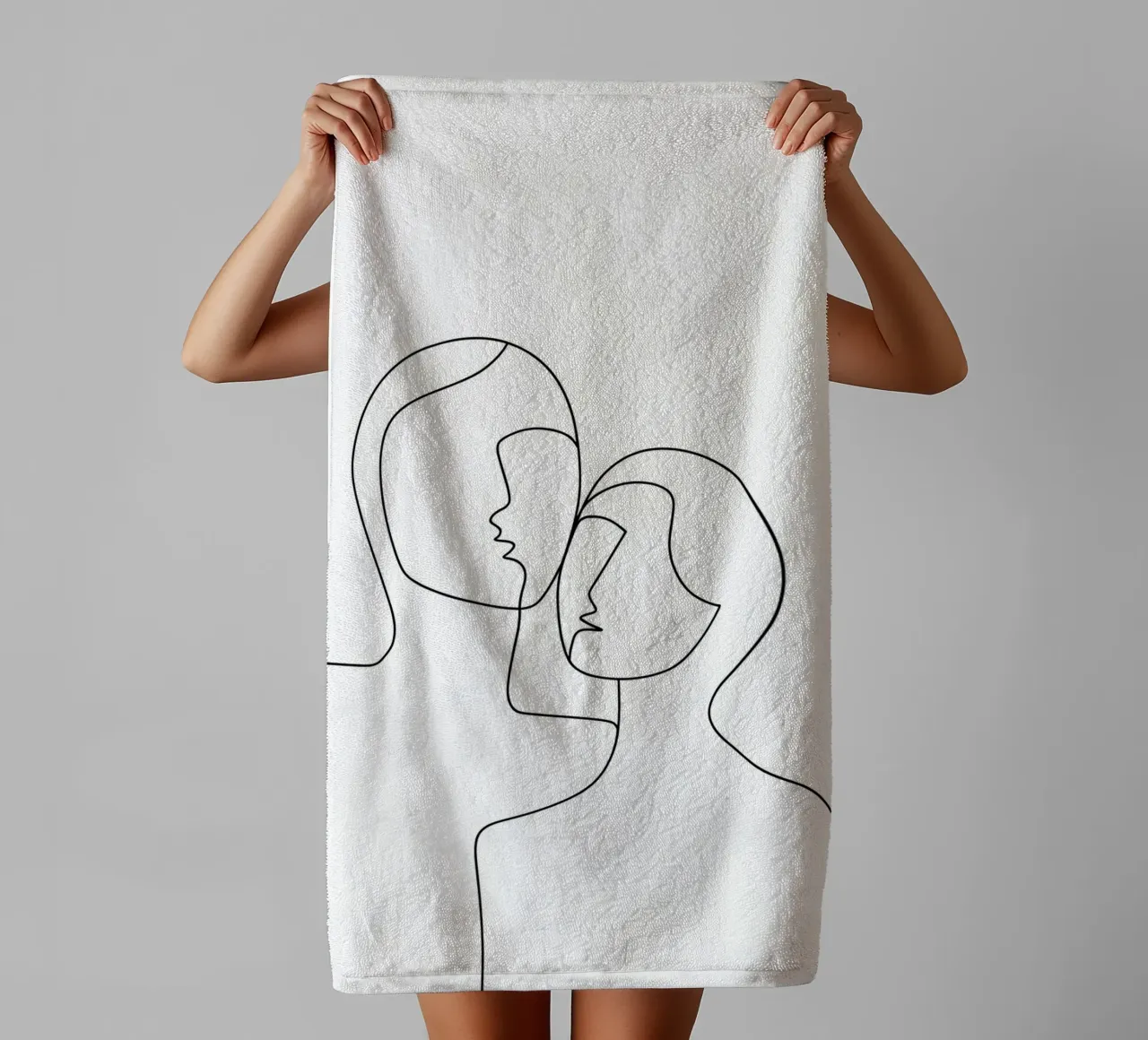 Coppia - Line art minimalista asciugamano da bagno da Viv Line Art
