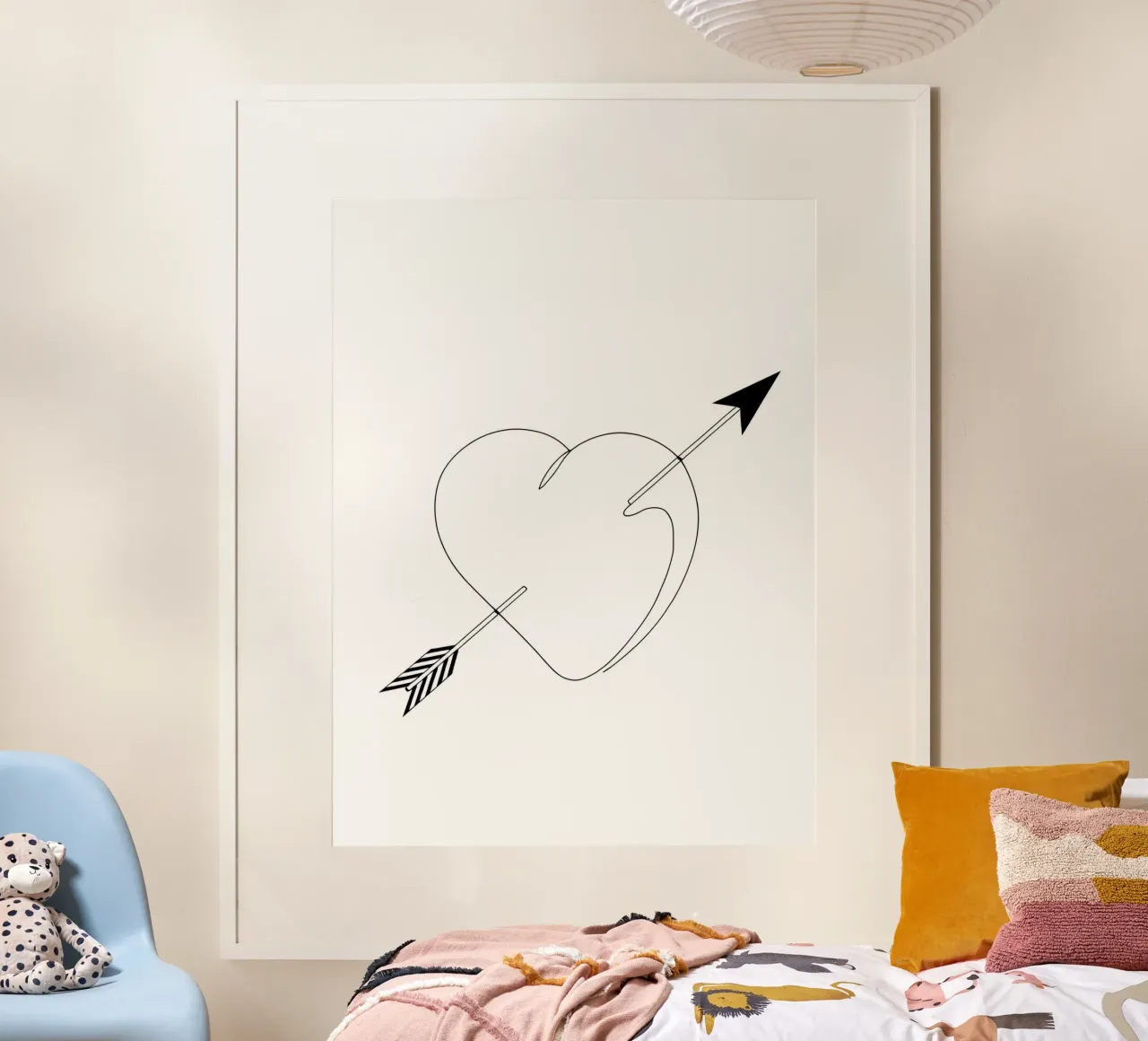 Valentines Day - Line art minimalista poster con telaio in legno da Viv Line Art