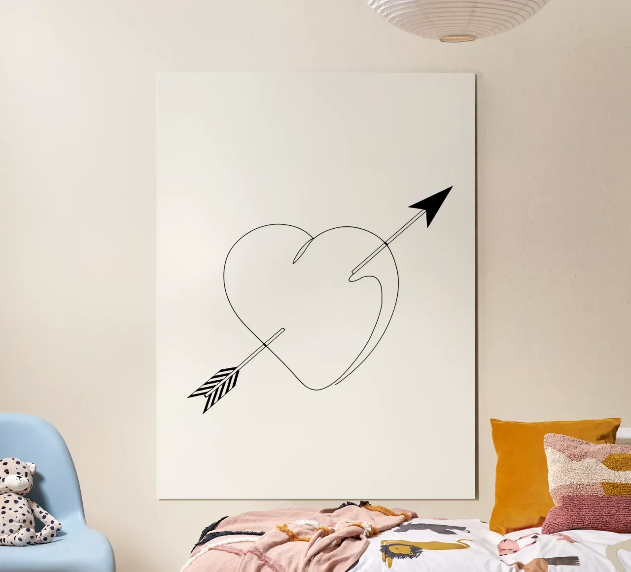 Valentines Day - Line art minimalista poster con telaio in legno da Viv Line Art