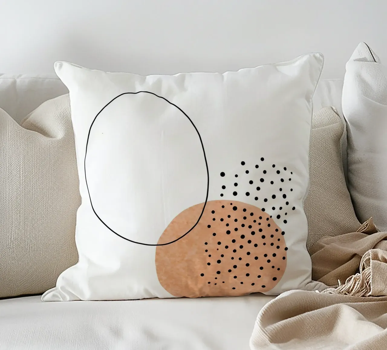 Circles And Dots - Minimalist Line Art decorative cushion by Viv Line Art