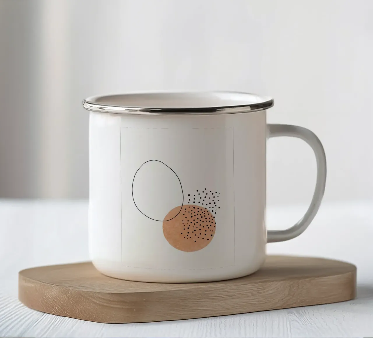 Cerchi e punti - Line art minimalista tazza in smalto da Viv Line Art