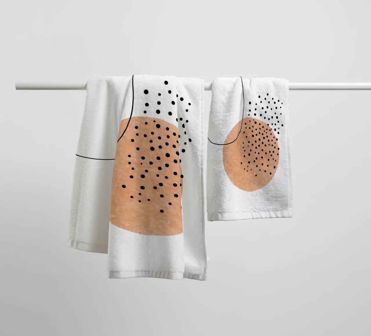 Circles And Dots - Minimalist Line Art towel by Viv Line Art