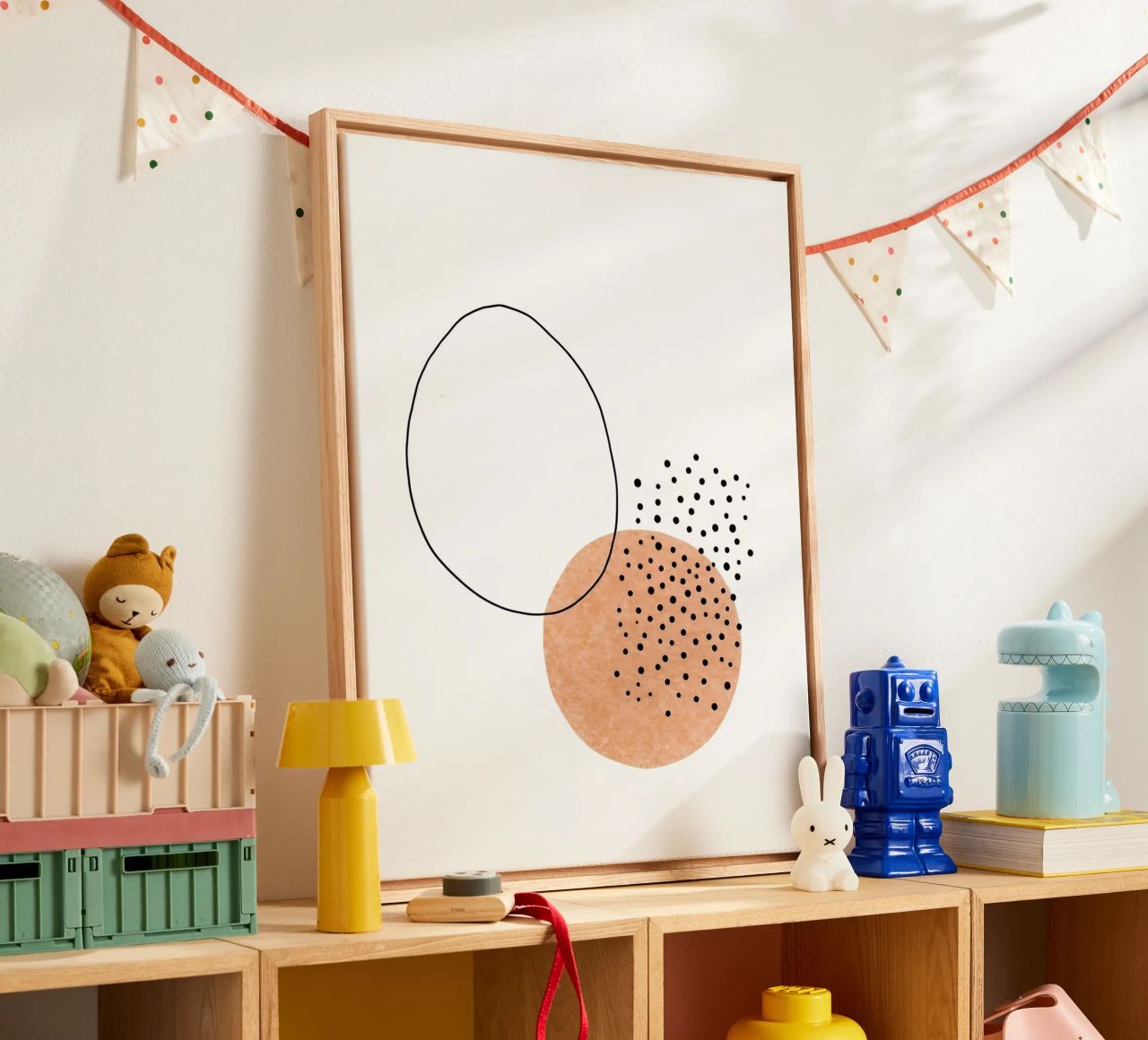 Kreise und Punkte - Minimalistische Linienkunst Leinwand von Viv Line Art