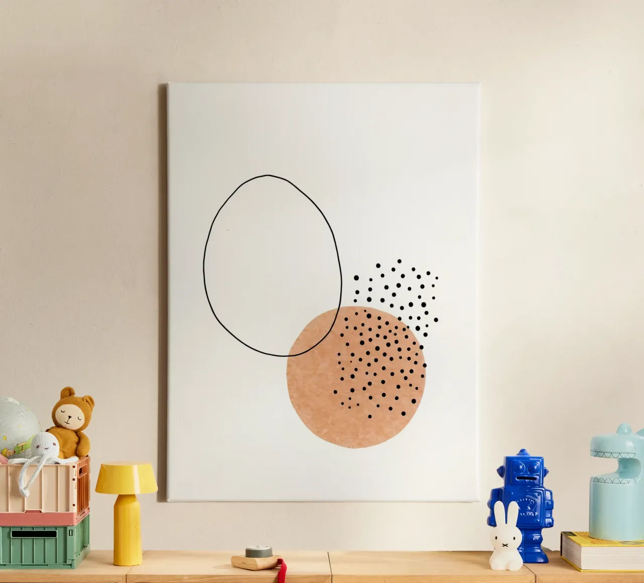 Circles And Dots - Minimalist Line Art canvas by Viv Line Art