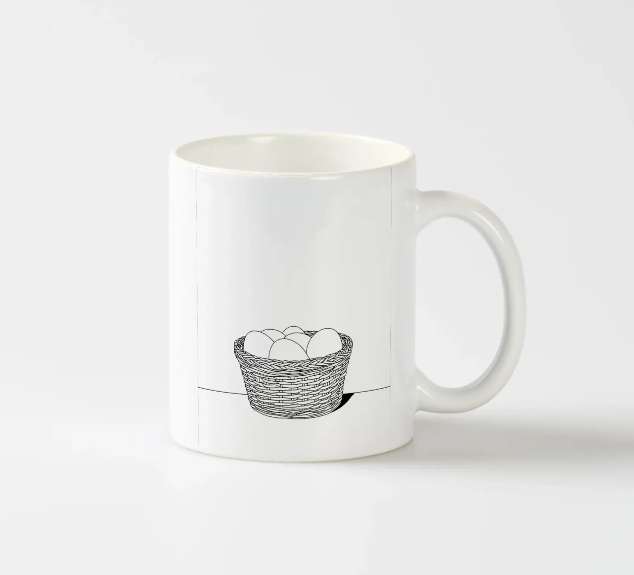 Eieren in mand - Minimalistische lijntekening keramische mok van Viv Line Art