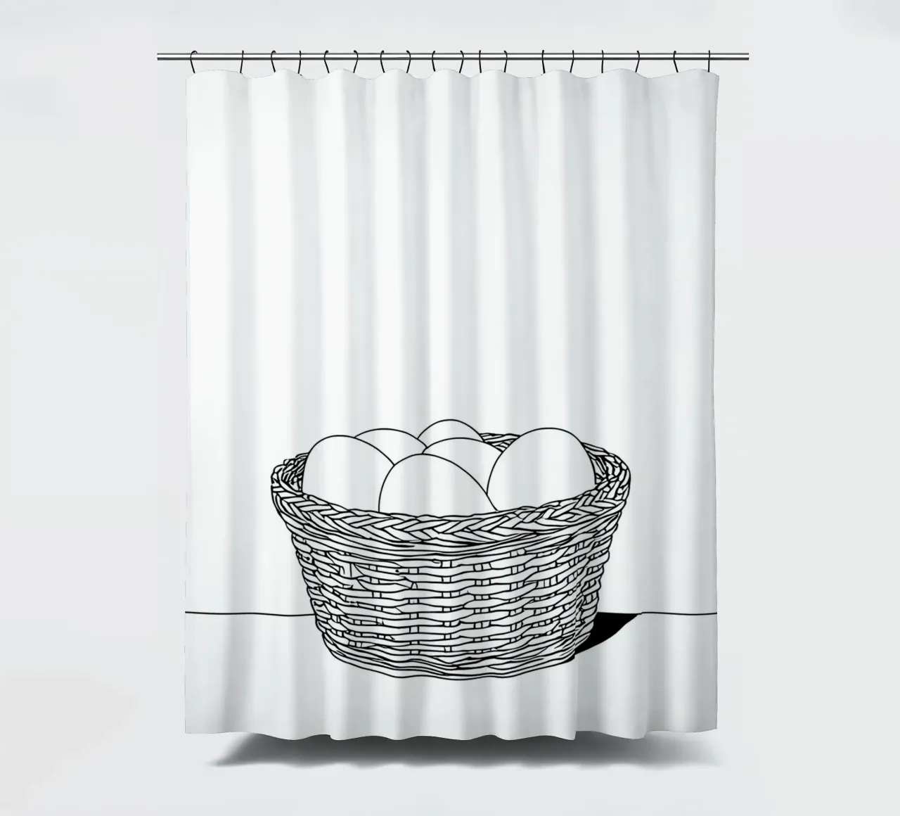 Eggs in Basket - Minimalist Line Art shower curtain by Viv Line Art