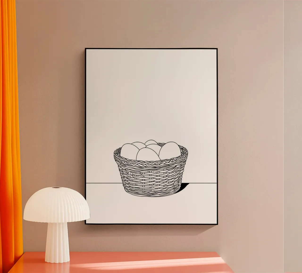 Eggs in Basket - Minimalist Line Art acrylic glass by Viv Line Art