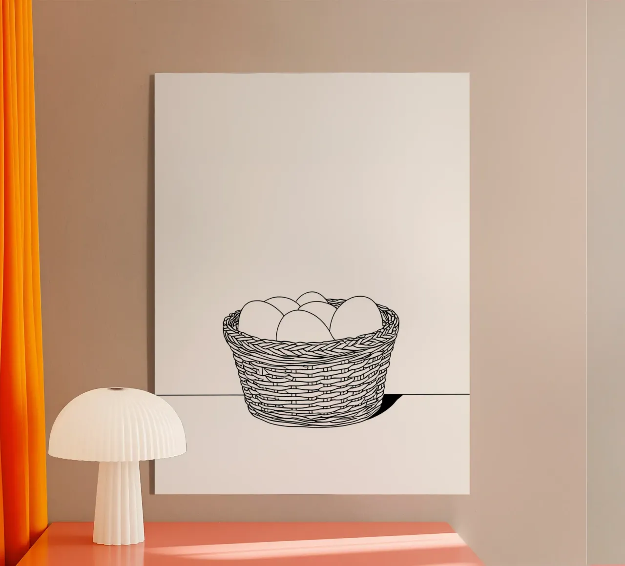 Eggs in Basket - Minimalist Line Art acrylic glass by Viv Line Art