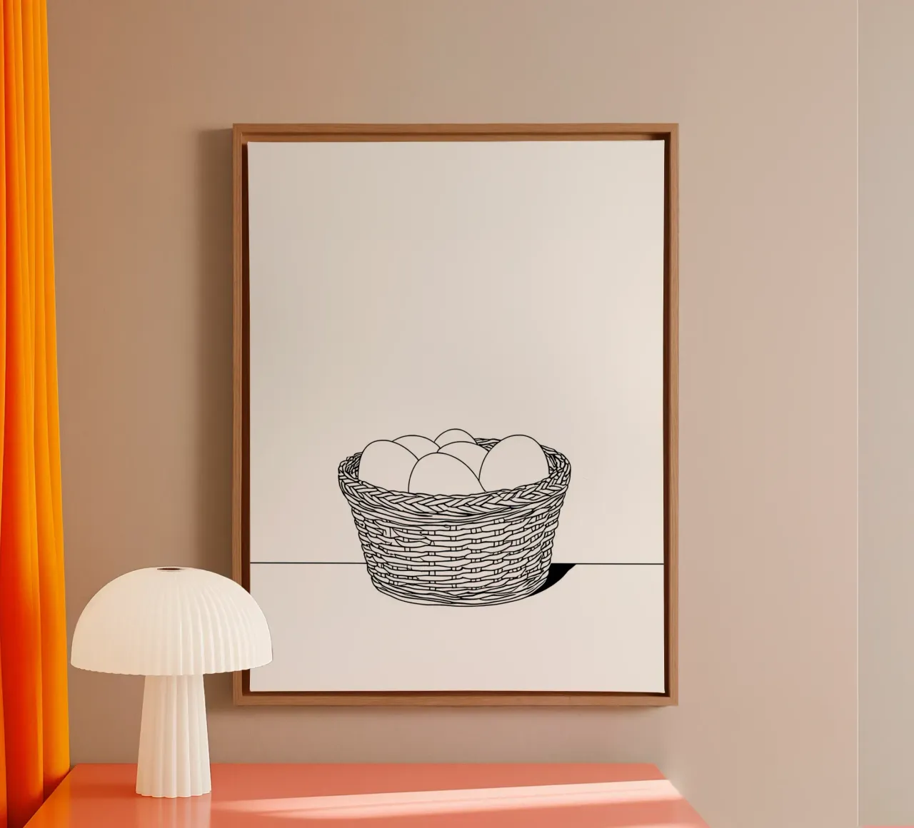 Eggs in Basket - Minimalist Line Art canvas with Floater frame by Viv Line Art