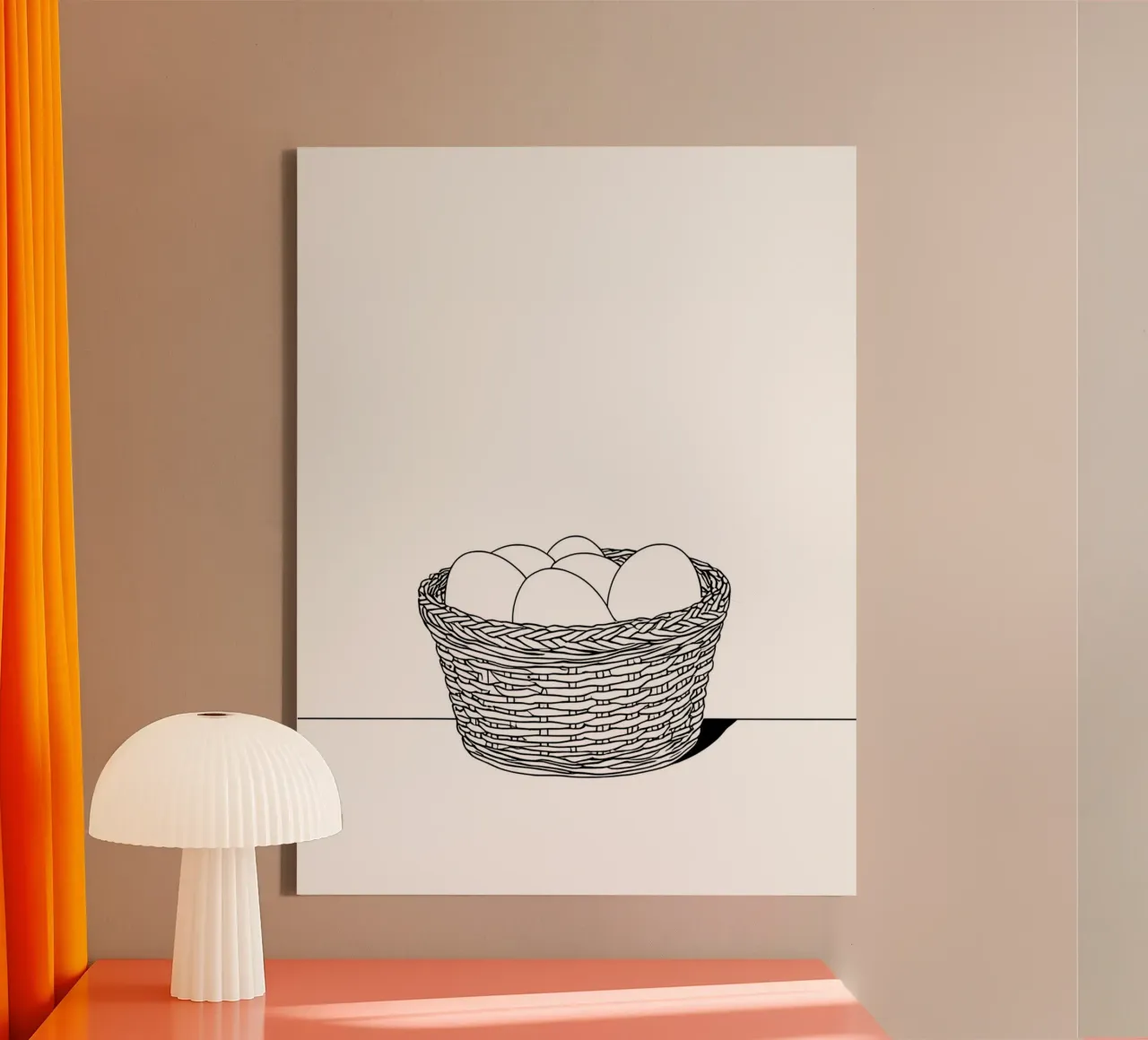Eggs in Basket - Minimalist Line Art canvas with Floater frame by Viv Line Art