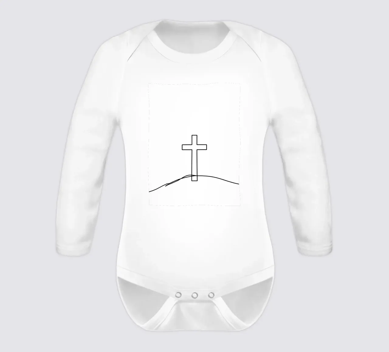 Religious - Minimalist Line Art long-sleeve baby romper by Viv Line Art
