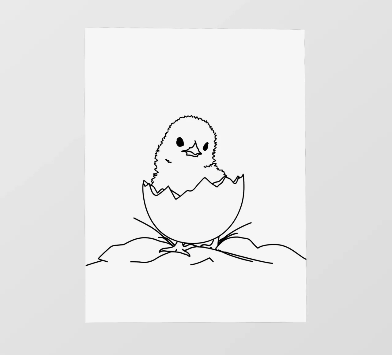Pulcino in guscio d'uovo - Line art minimalista telo in pvc da Viv Line Art