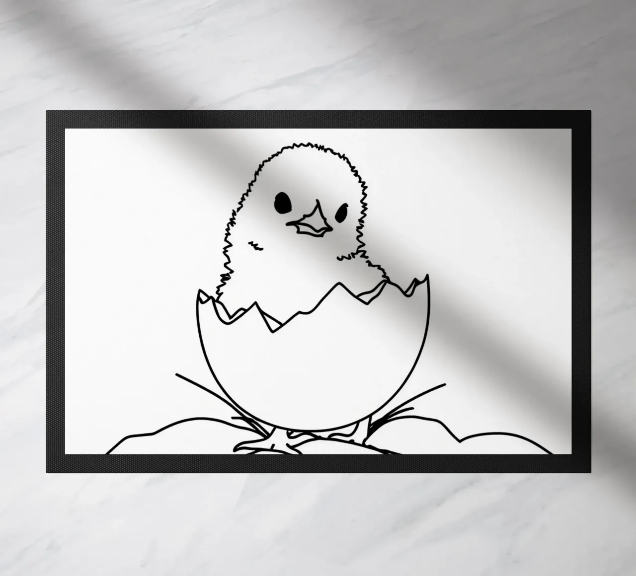 Pulcino in guscio d'uovo - Line art minimalista zerbino da Viv Line Art