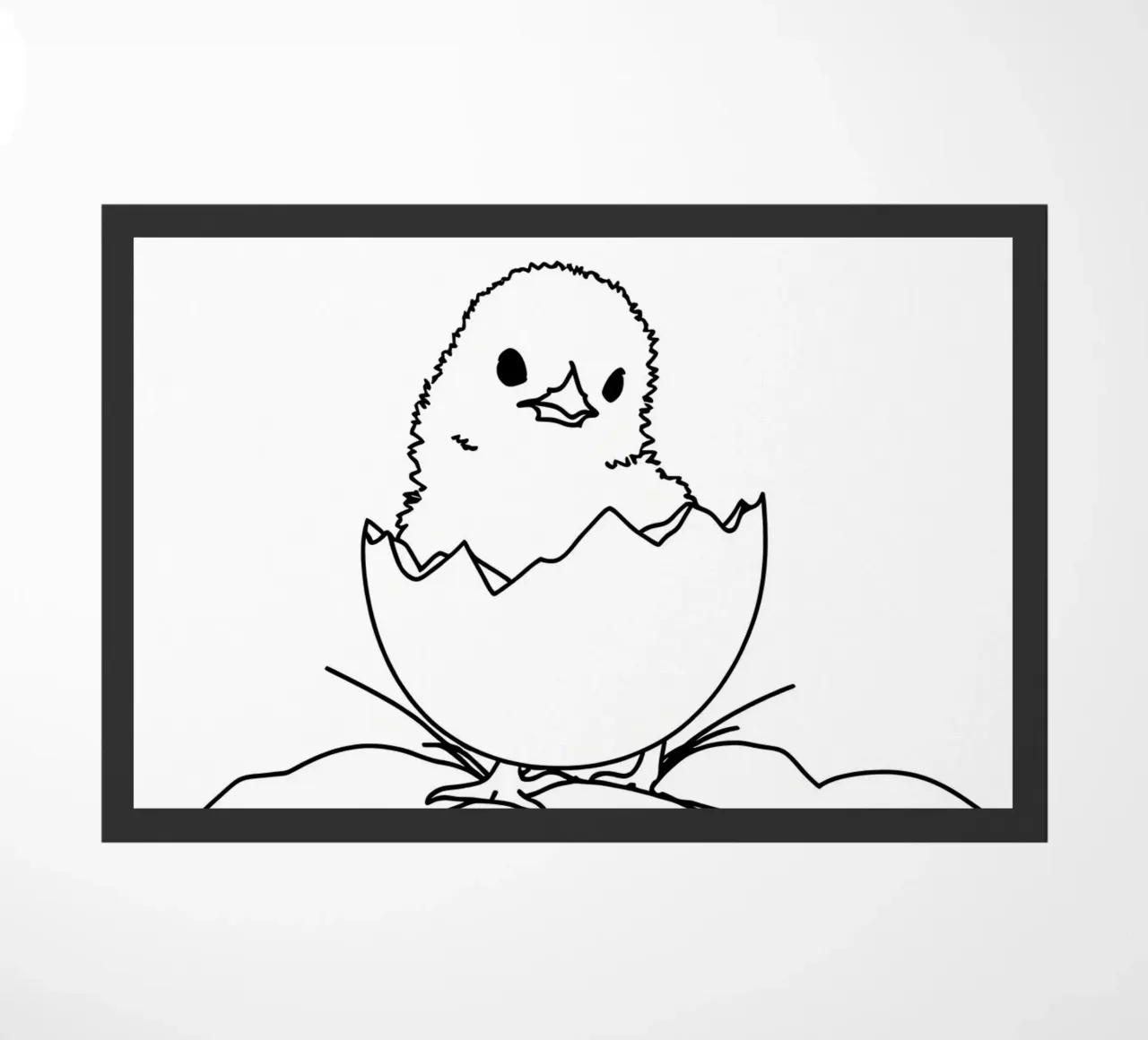 Pulcino in guscio d'uovo - Line art minimalista zerbino da Viv Line Art