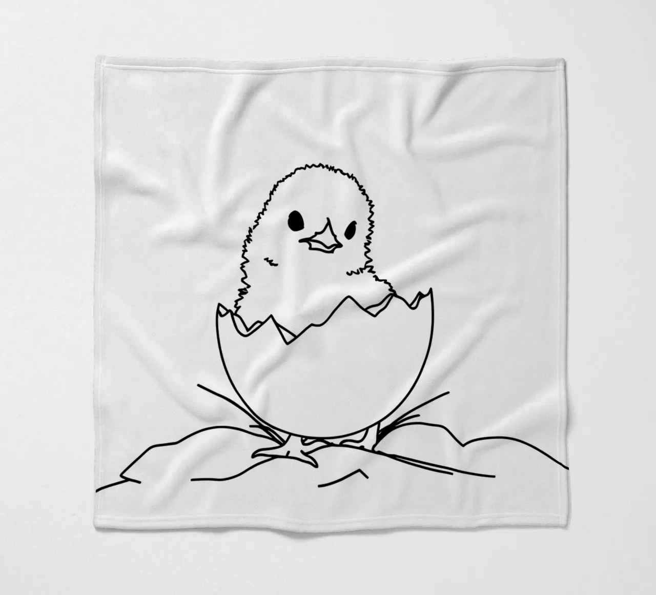 Pulcino in guscio d'uovo - Line art minimalista coperta in pile da Viv Line Art