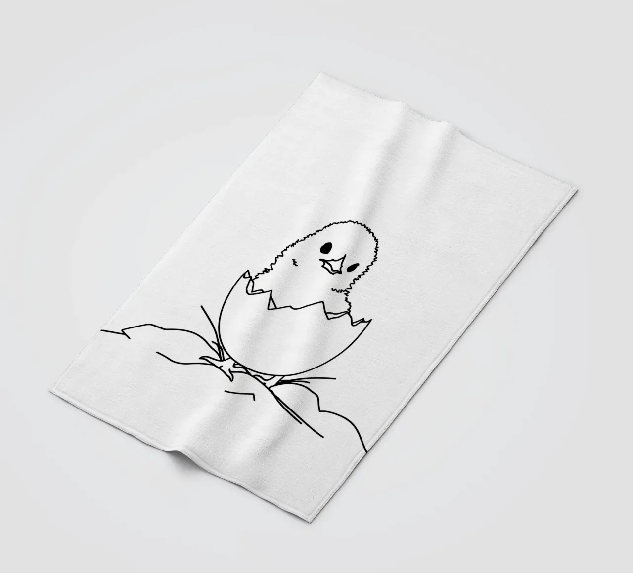 Pulcino in guscio d'uovo - Line art minimalista coperta in pile da Viv Line Art