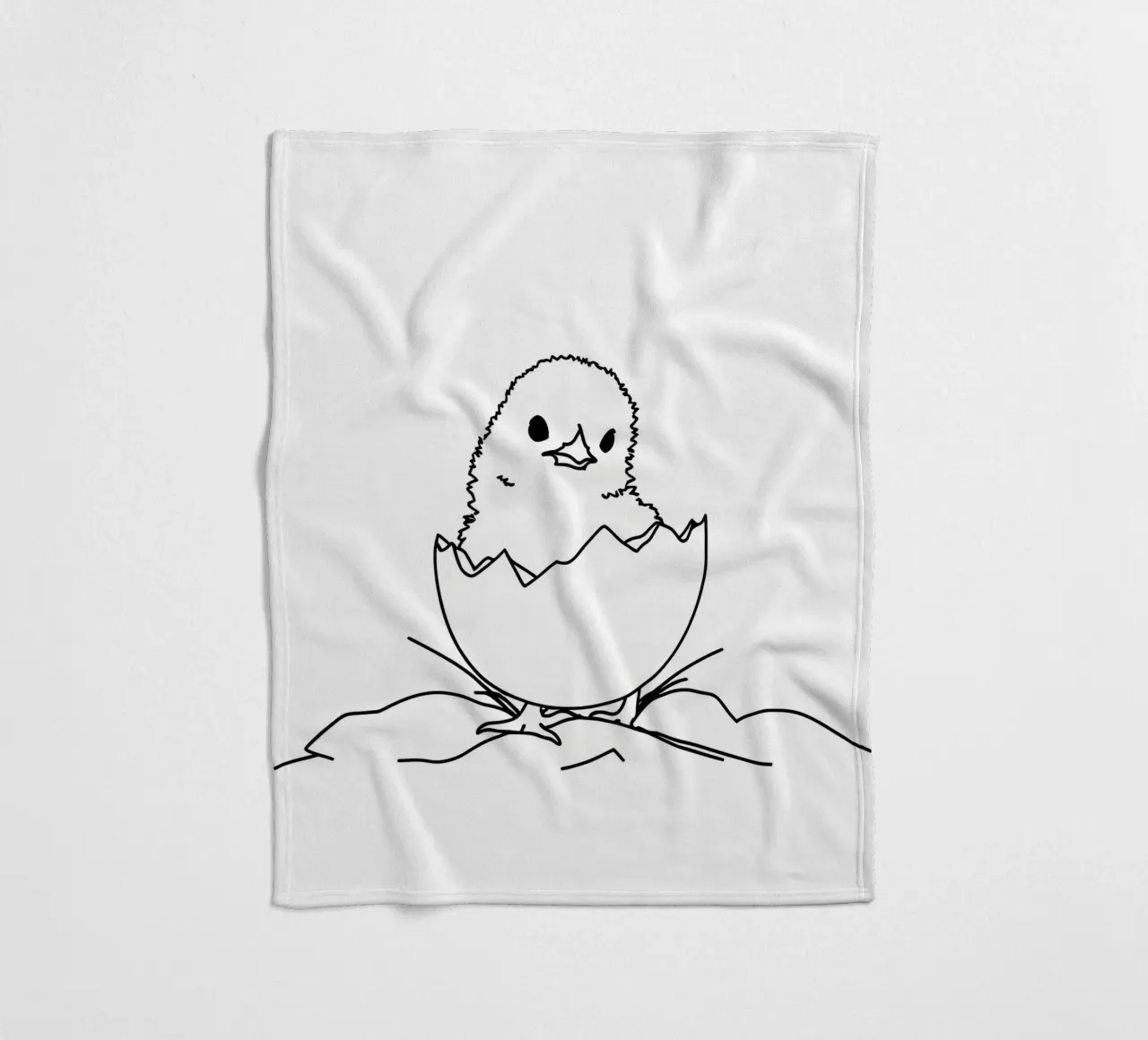Pulcino in guscio d'uovo - Line art minimalista coperta in pile da Viv Line Art