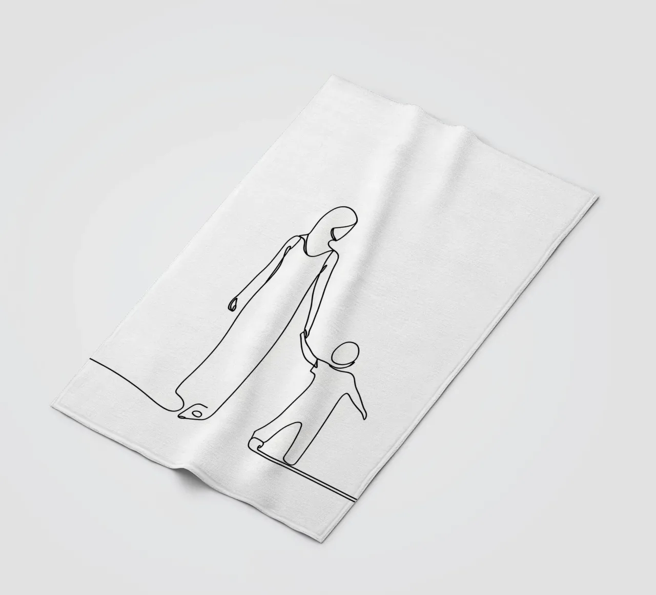 Mother And Cild - Minimalist Line Art fleece blanket by Viv Line Art