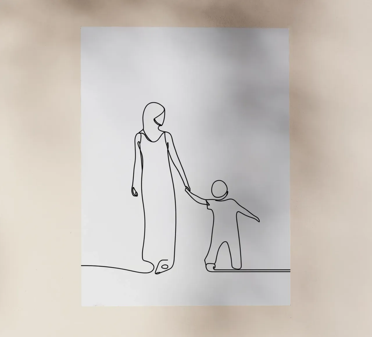 Madre e figlio - Line art minimalista pellicola backlit da Viv Line Art