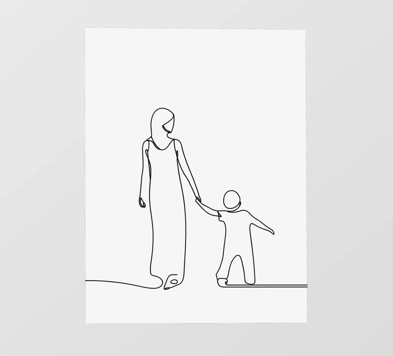 Madre e figlio - Line art minimalista pellicola backlit da Viv Line Art