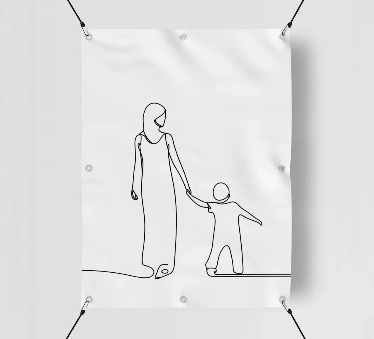 Madre e figlio - Line art minimalista telo in pvc da Viv Line Art