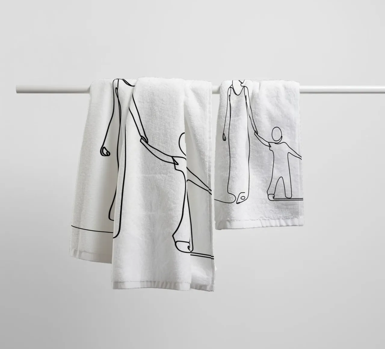 Mother And Cild - Minimalist Line Art towel by Viv Line Art