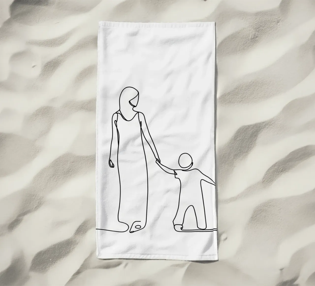 Madre e figlio - Line art minimalista telo mare da Viv Line Art