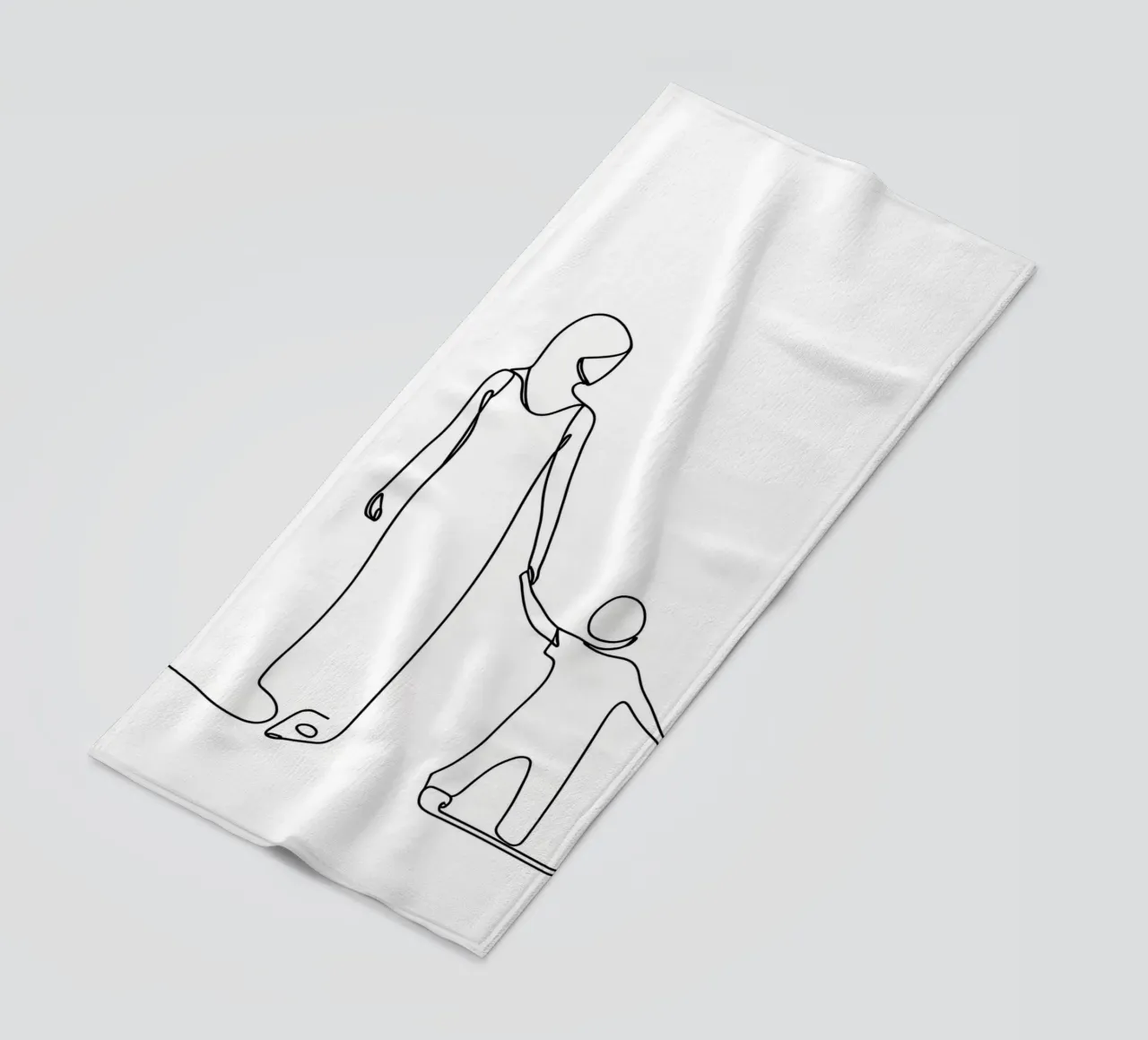 Madre e figlio - Line art minimalista telo mare da Viv Line Art