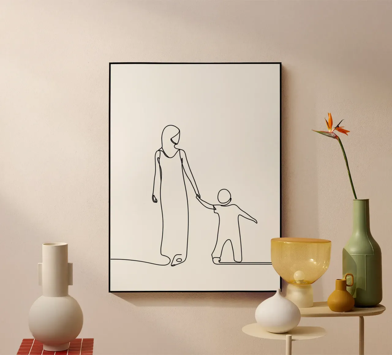 Mère et enfant - Minimalist Line Art plexiglas de Viv Line Art