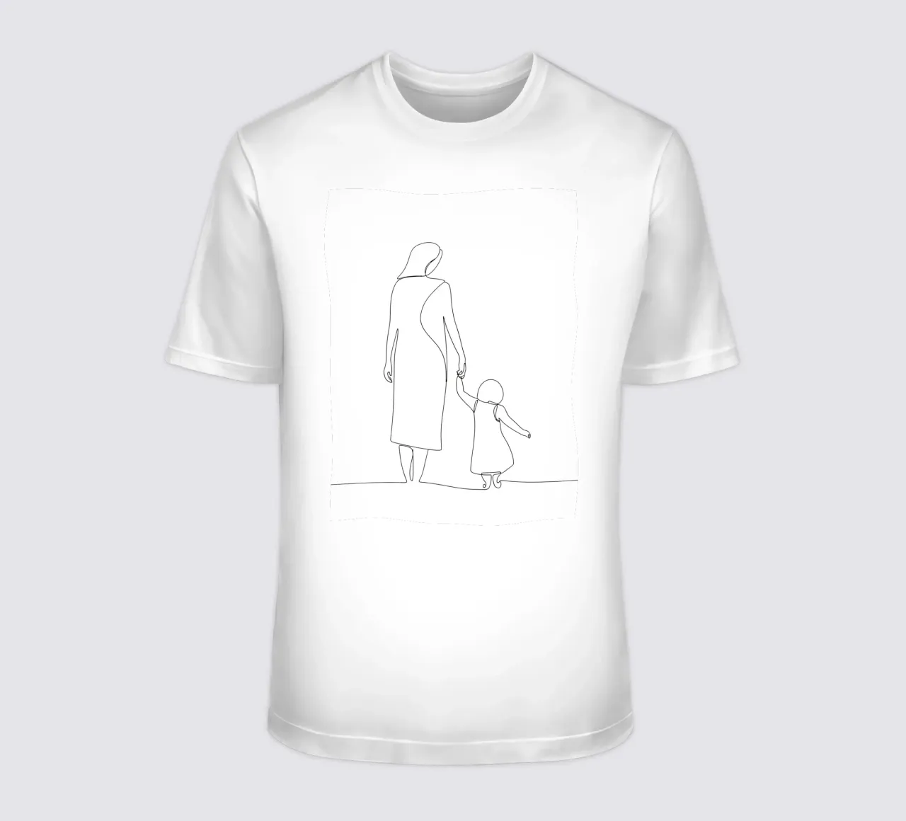 Mère et enfant - Dessin au trait minimaliste t-shirt de Viv Line Art